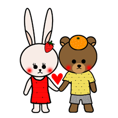 mandarin bear & strawberry rabbit