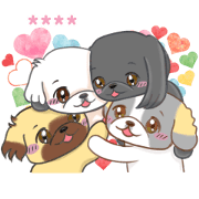 Pekingese family stamp