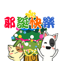 A funny dog and a funny cat (X'mas)