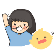 Glassed girl & Yellow duck