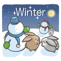 Rabbit trio winter sticker