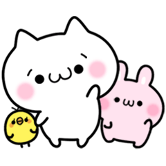 white cat and his friends