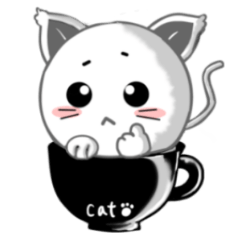 咖啡杯貓-小白與小黑