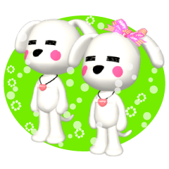 3D 白い子犬 ぴーすけ＆はっぴー (2)