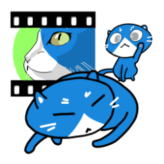 Sticker of blue-white cat