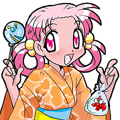 女の子向け 浴衣 巫女夏祭りバージョン Line スタンプ Line Store