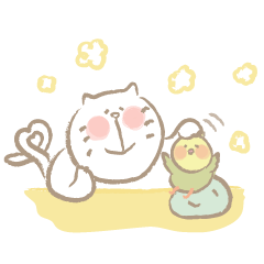 Nyanko Rakugaki-chubby white cat doodle-