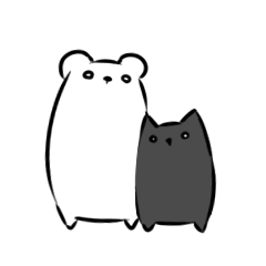 Black cat and Mr. Polar Bear's