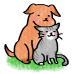 犬と猫のスタンプ