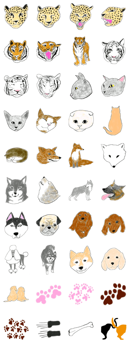 Cat family and Dog family stamp