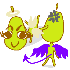 Pear of an angel and the devil