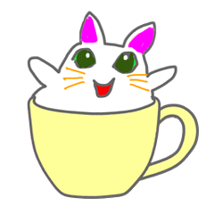 컵에 귀여운 고양이 영어