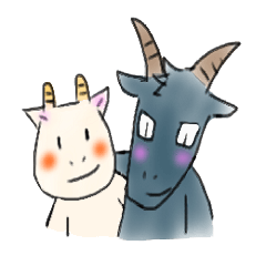 A white goat and black goat