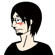 Black hair beard glasses slender boy