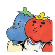 A tomato and eggplant.
