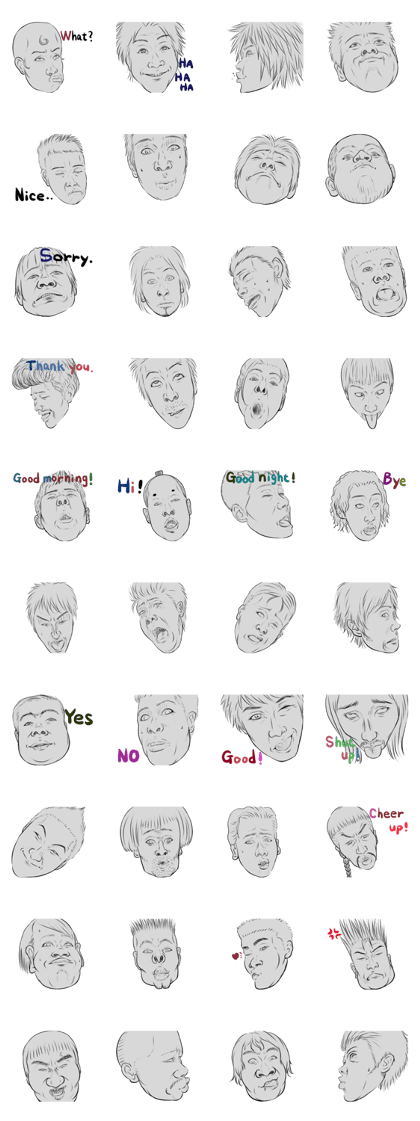 Funny face sticker(Man/English)