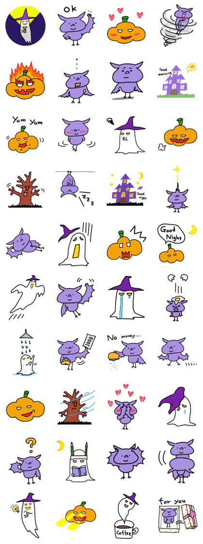 Sticker of Halloween characters