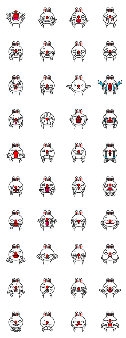 Red nose and one eyebrow rabbit 2