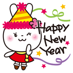 New Year!! Cute White Rabbit