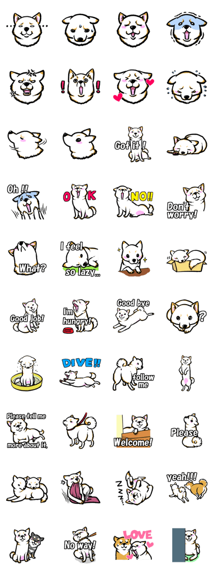 white shiba inu sticker english version