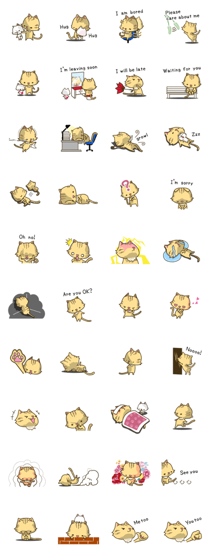 Tabby cat sticker -English-