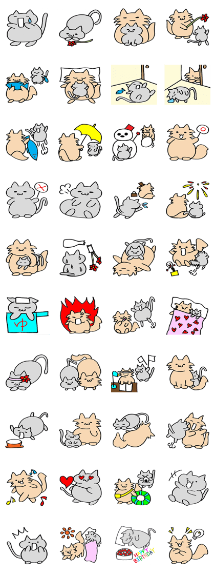 The small fat kitten and long hair cat The small fat kitten and long hair cat