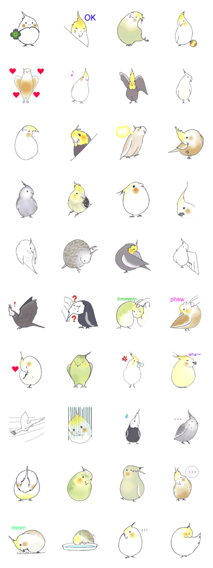 Cockatiel Big Family cute and at rest