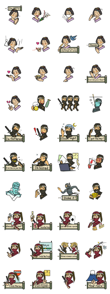 Ninja and female ninja and town girl. Ninja and female ninja and town girl.