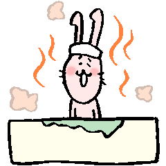 The rabbits on a hot spring.