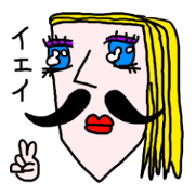 A girl who has a mustache and friends