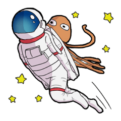 Space suit man and Mars octopus