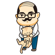 businessman father and cat.