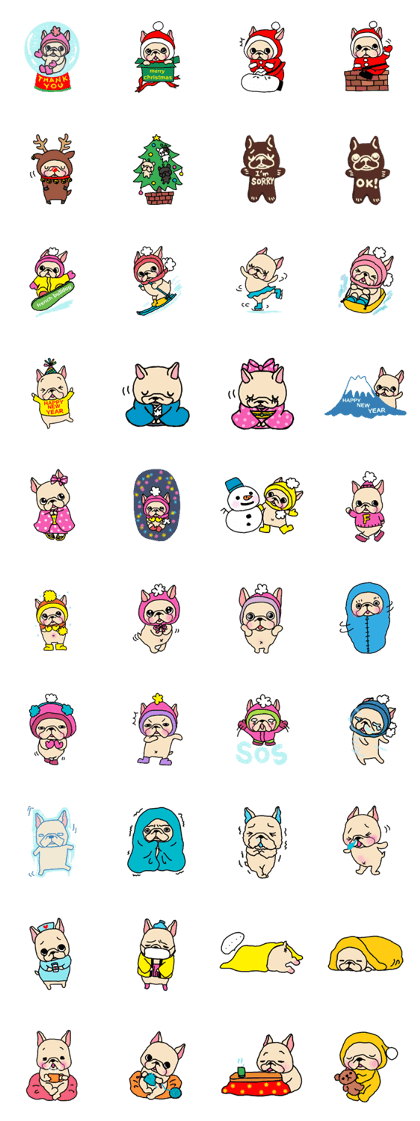 French Bulldog sticker for winter use