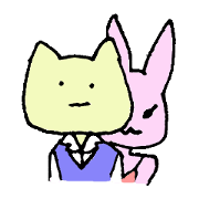 office lady cat & rabbit sister