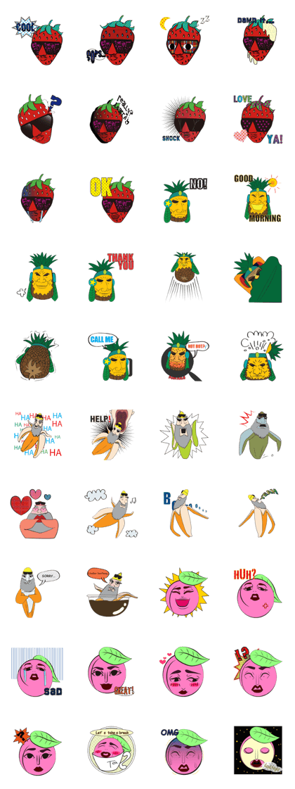 WiLD FRUiTS -Cute&Cool Funny Stickers-