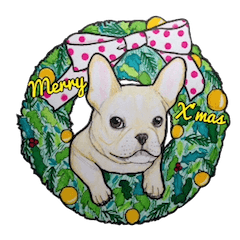 Merry Christmas French bulldog sticker