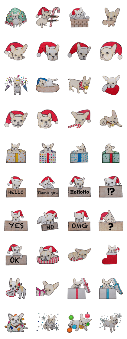 Merry Christmas French bulldog sticker