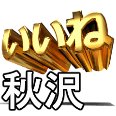 動く!金文字【秋沢,あきさわ】