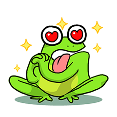재미있는 녹색 개구리를 Nazoni