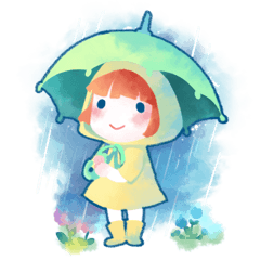 Cute girl wearing raincoat