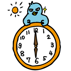 Blue Bird telling the time