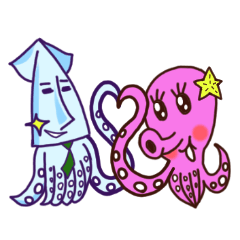 "IKAO & TAKOMI"Kawaii! Squid and Octopus