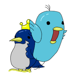 A blue bird and A penguin