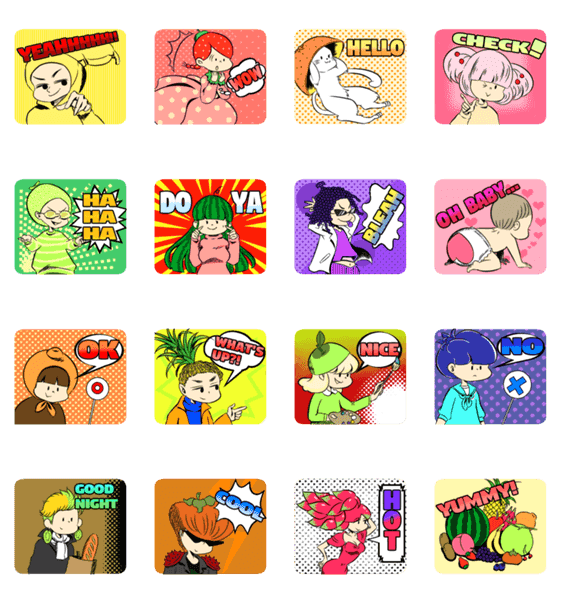 アメコミ風フルーツボーイ ガール Lineクリエイターズスタンプ Stamplist アメコミ風フルーツボーイ ガール Lineクリエイターズスタンプ Stamplist