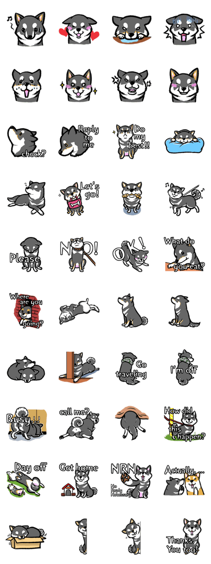 black shiba inu sticker english version