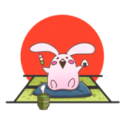 Cute rabbit and Japanese food.