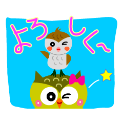 Cute owls and sparrows