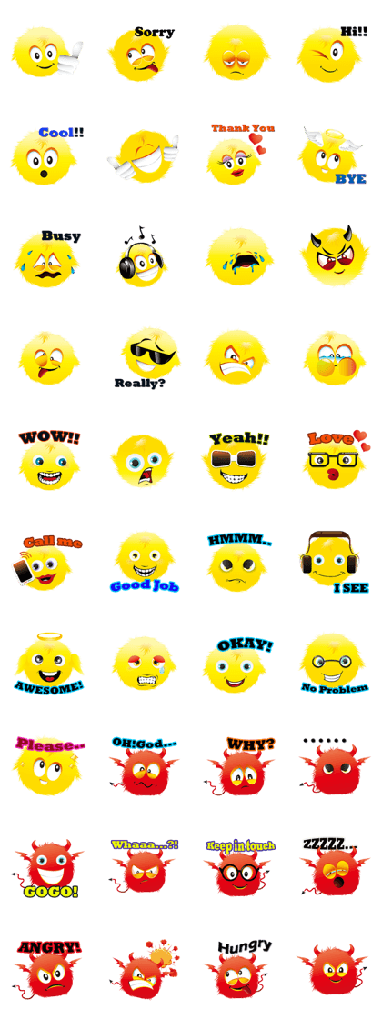 Cute Furry Ball-Angel and Devil