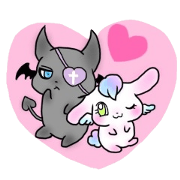 white rabbit & black cat white rabbit & black cat