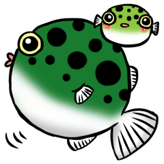 Green spotted puffer Sticker